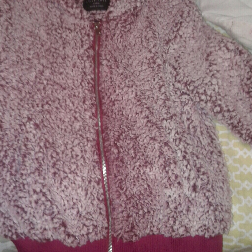 Dark pink fluffy jacket